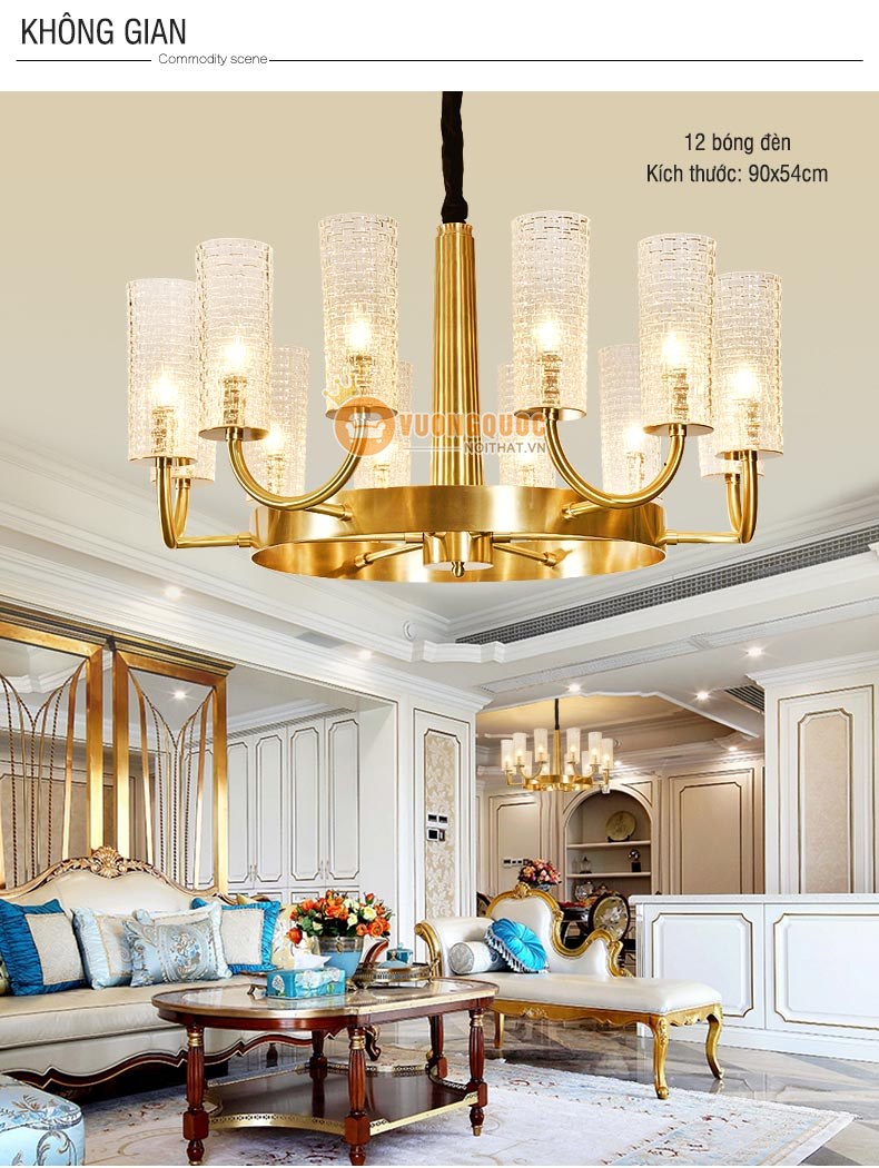 Đèn chùm đồng nhập khẩu phong cách ý sang trọng abr125-2